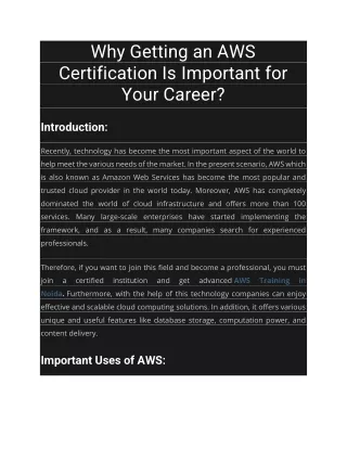 Why Getting an AWS Certification Is Important for Your Career?
