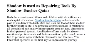 Shadow is used as Repairing Tools By Shadow Teacher Qatar​