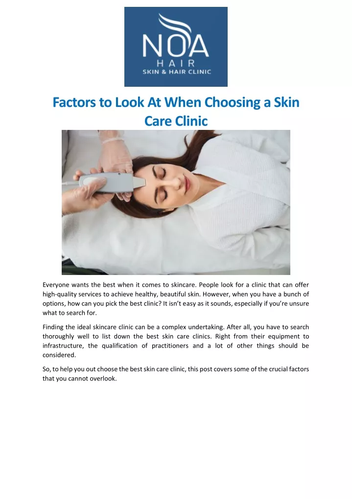 factors to look at when choosing a skin care