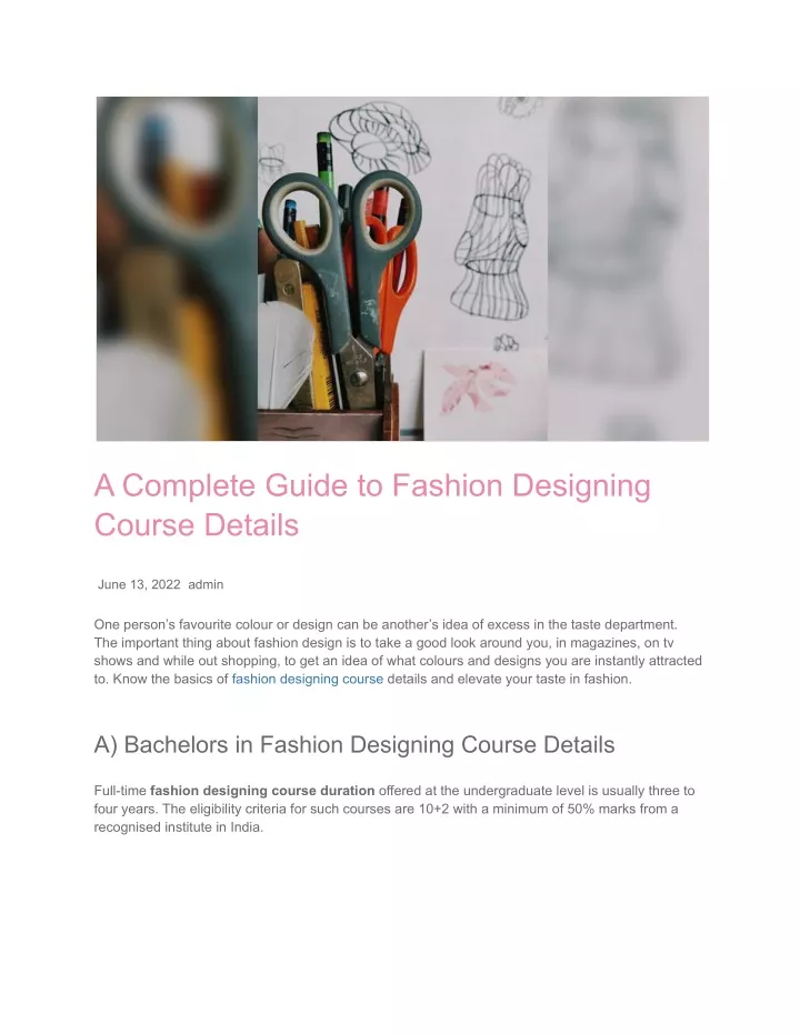 a complete guide to fashion designing course
