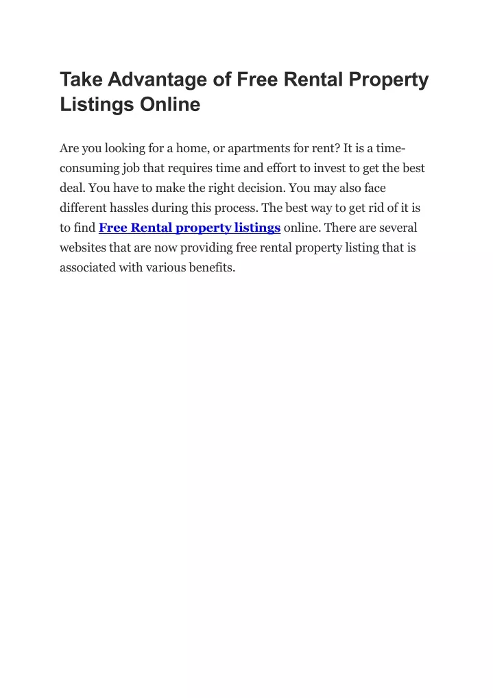 Ppt take advantage of free rental property listings online powerpoint
