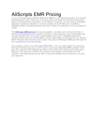 allscripts emr pricing if you re considering