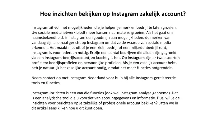 hoe inzichten bekijken op instagram zakelijk