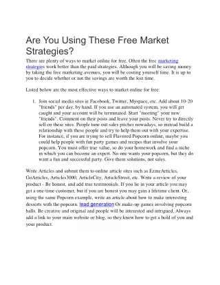 Free Market Strategies