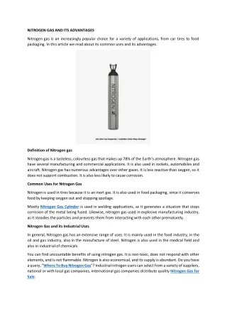 nitrogen gas and its advantages