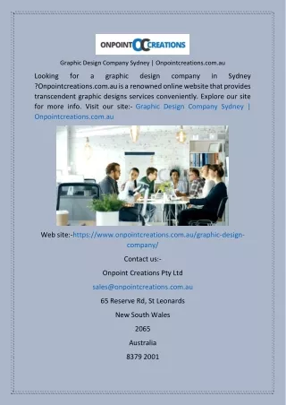 Graphic Design Company Sydney  Onpointcreations.com