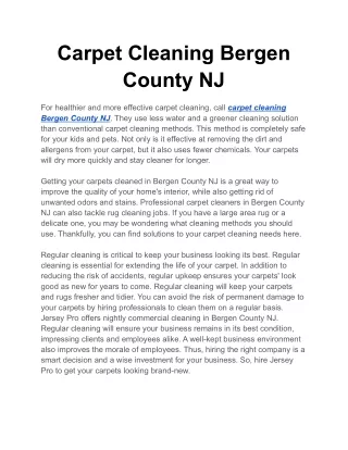 Carpet Cleaning Bergen County NJ