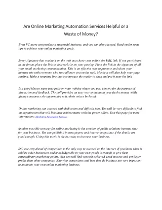are online marketing automation services helpful