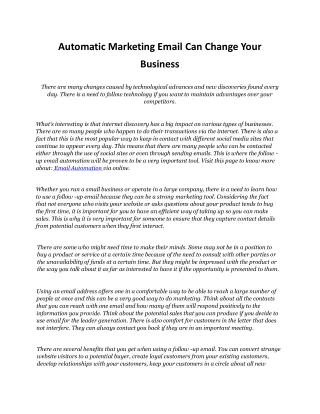 automatic marketing email can change your business