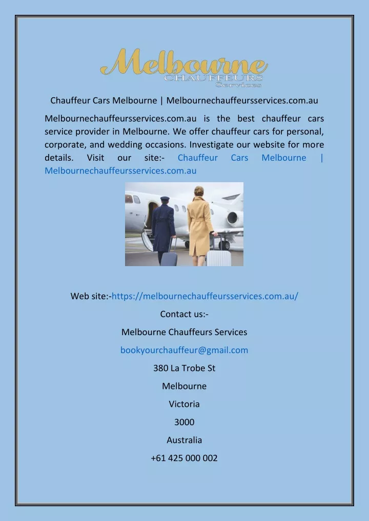 chauffeur cars melbourne