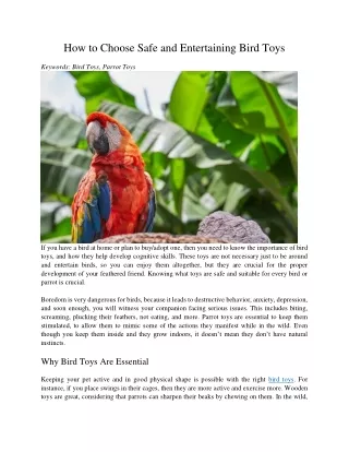 how to choose safe and entertaining bird toys