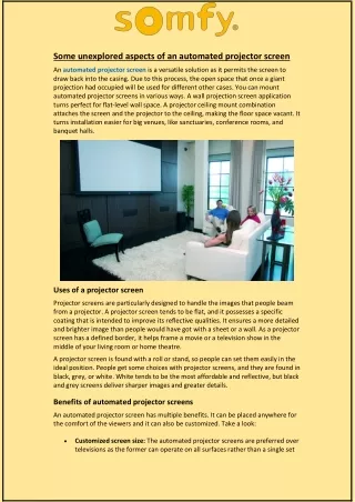 some unexplored aspects of an automated projector