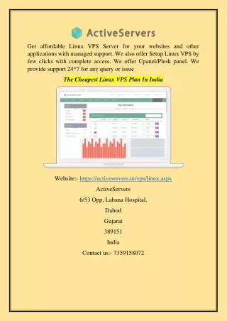 The Cheapest Linux VPS Plan In India