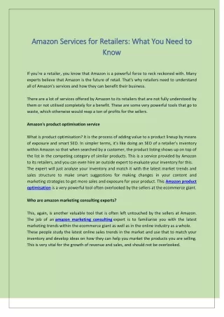 amazon services for retailers what you need