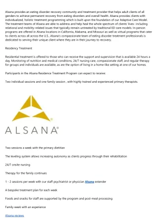 alsana provides an eating disorder recovery
