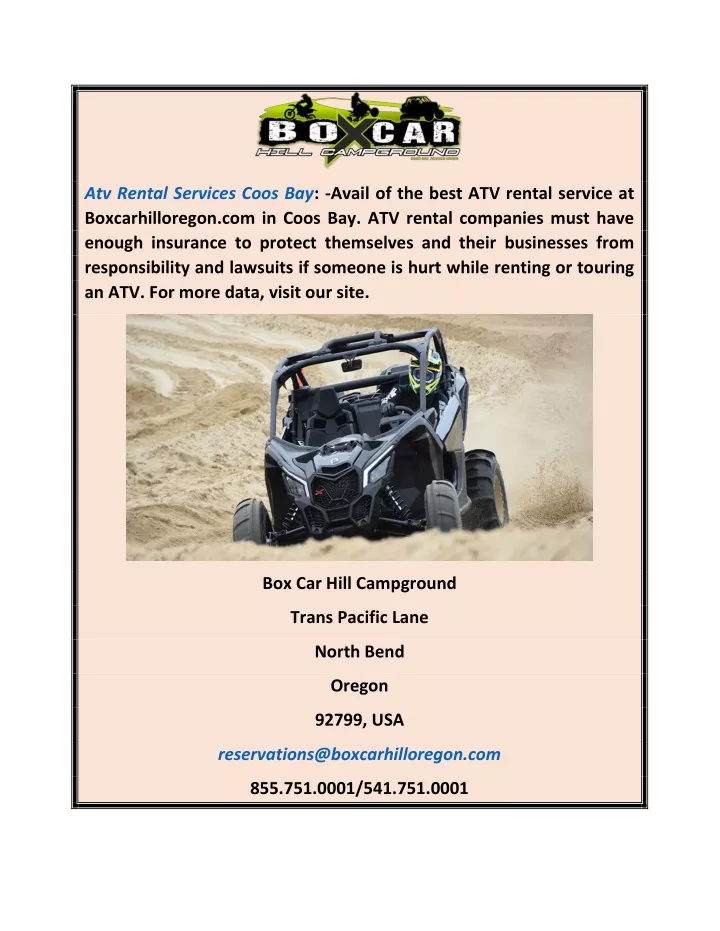 atv rental services coos bay avail of the best