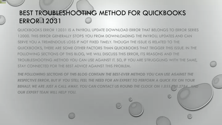 best troubleshooting method for quickbooks error 12031