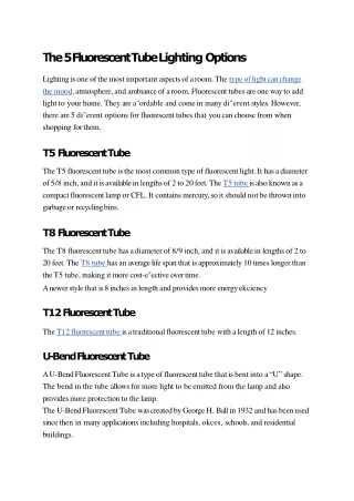 The 5 Fluorescent Tube Lighting Options