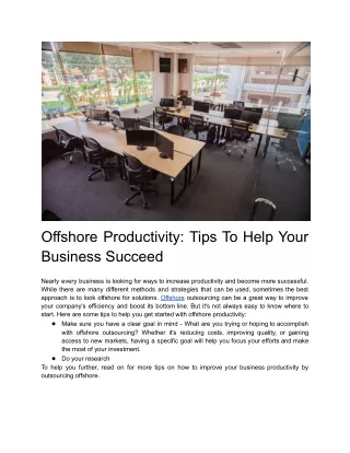 offshore productivity tips to help your business