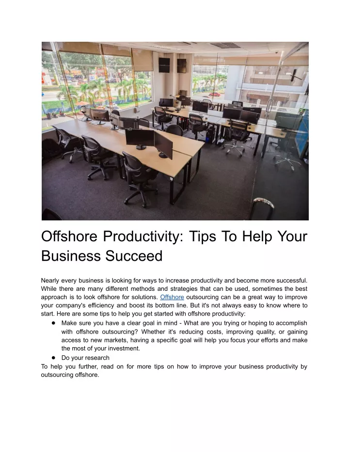 offshore productivity tips to help your business