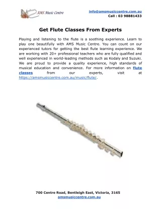 Get Flute Classes From Experts