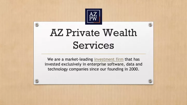 az private wealth services