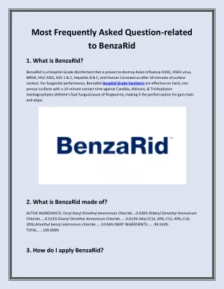 Most Frequently Asked Question related to BenzaRid