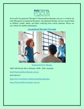 Occupational Therapist Newcastle Functionalfocustherapy.com.au