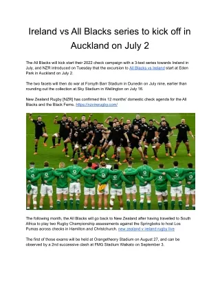 NZ All Blacks vs Ireland Rugby online tv
