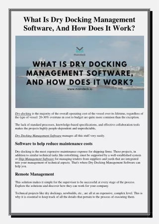 What Is Dry Docking Management Software, And How Does It Work -converted