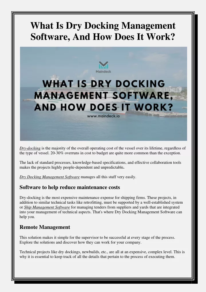 what is dry docking management software