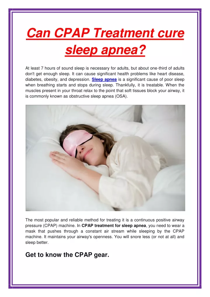 can cpap treatment cure sleep apnea
