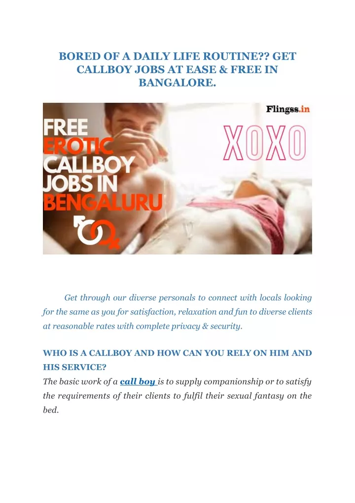 bored of a daily life routine get callboy jobs