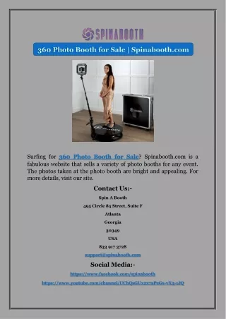 360 Photo Booth for Sale | Spinabooth.com