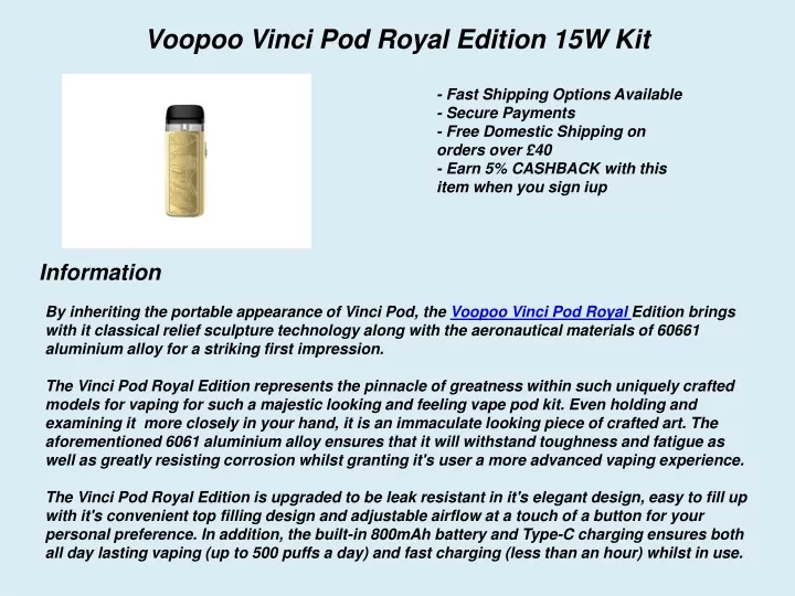 voopoo vinci pod royal edition 15w kit