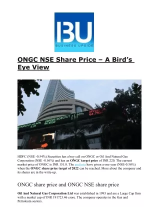 ONGC NSE Share Price – A Bird’s Eye View