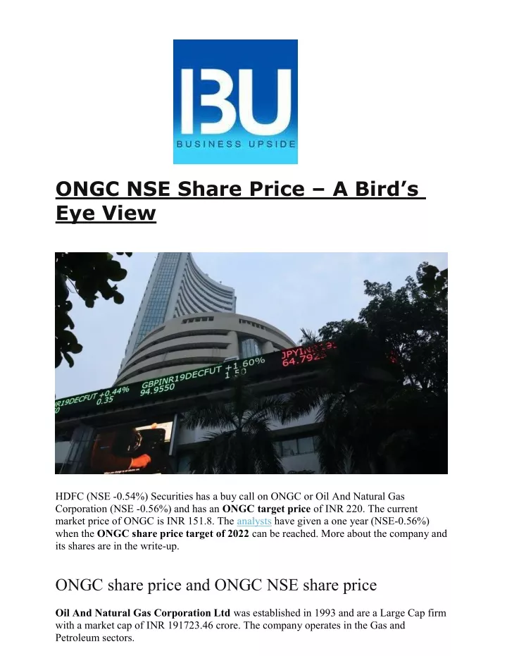 ongc nse share price a bird s eye view