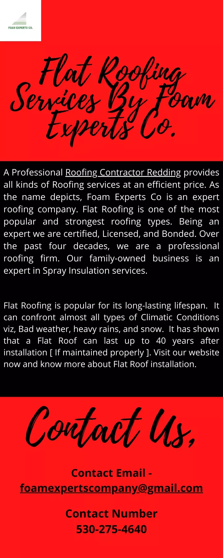 flat roofing services by foam experts co