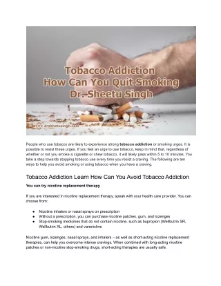 people who use tobacco are likely to experience