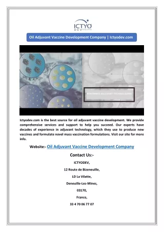 oil adjuvant vaccine development company ictyodev