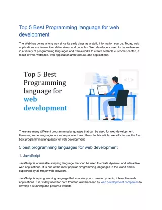 Top 5 best programming language for web development