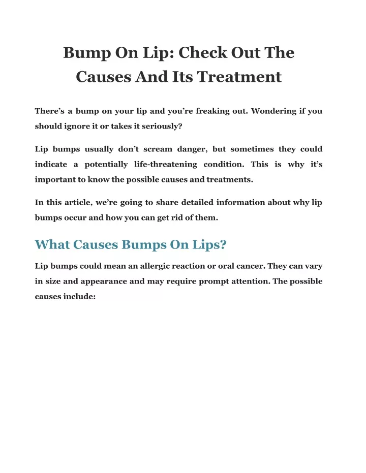 bump on lip check out the causes and its treatment