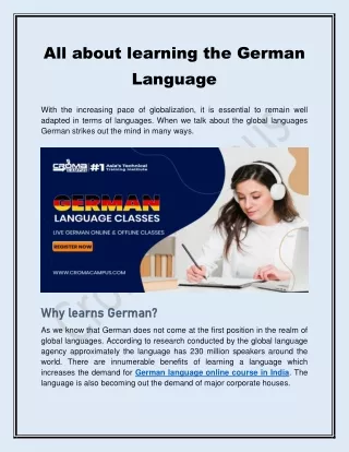 All about learning the German Language