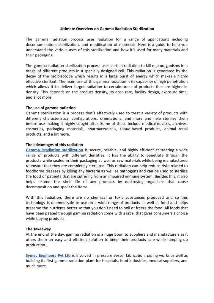 ultimate overview on gamma radiation sterilization