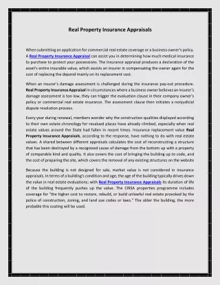 real property insurance appraisals