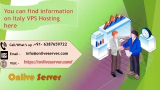 Onlive Server Italy VPS Server  is located in a Tier 3 data center