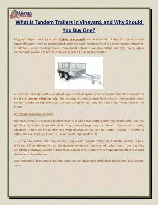 what is tandem trailers in vineyard