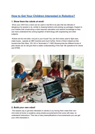 how to get your children interested in robotics