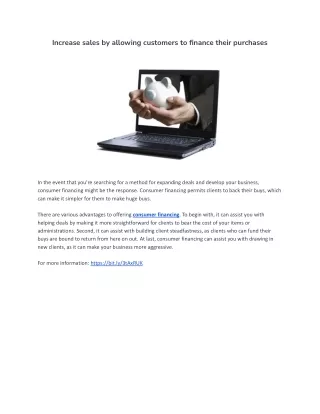 increase sales by allowing customers to finance