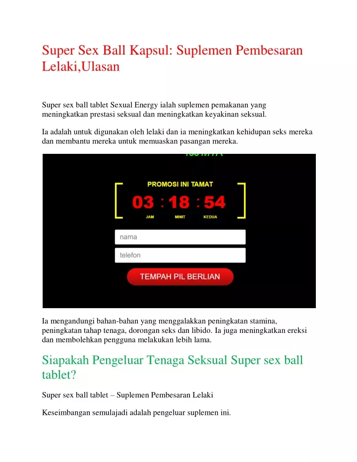 Ppt Super Sex Ball Kapsul Suplemen Pembesaran Lelaki Premium Ulasan Faedah 2022 9418